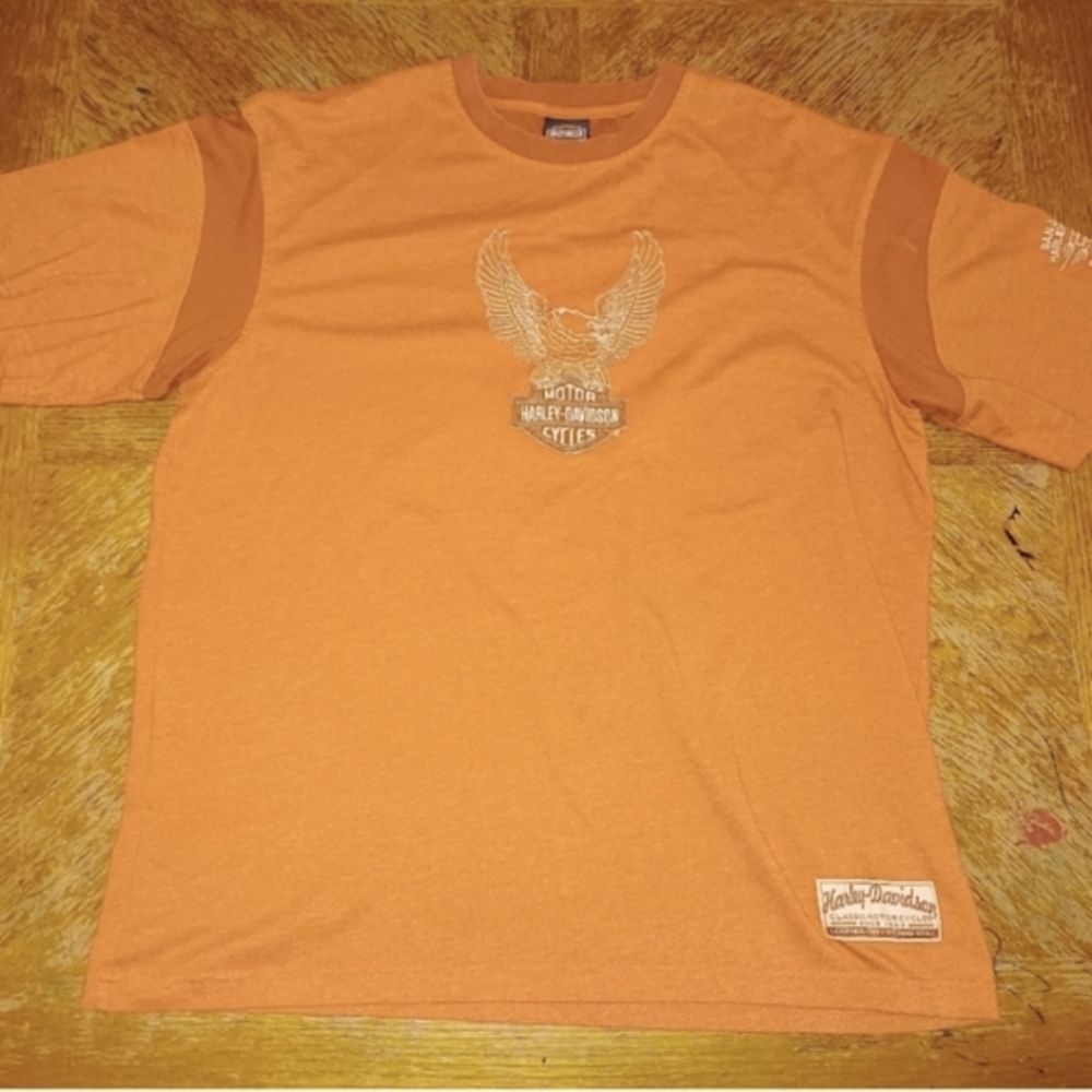 Harley Davidson T Shirt Orange Size XLarge San jancinto harley davidson pasadena